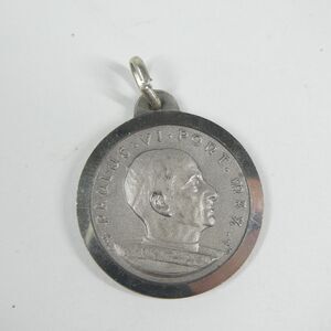 Pope Paulus VI Medal Charm Medallion Vintage Silver Catholic Paul